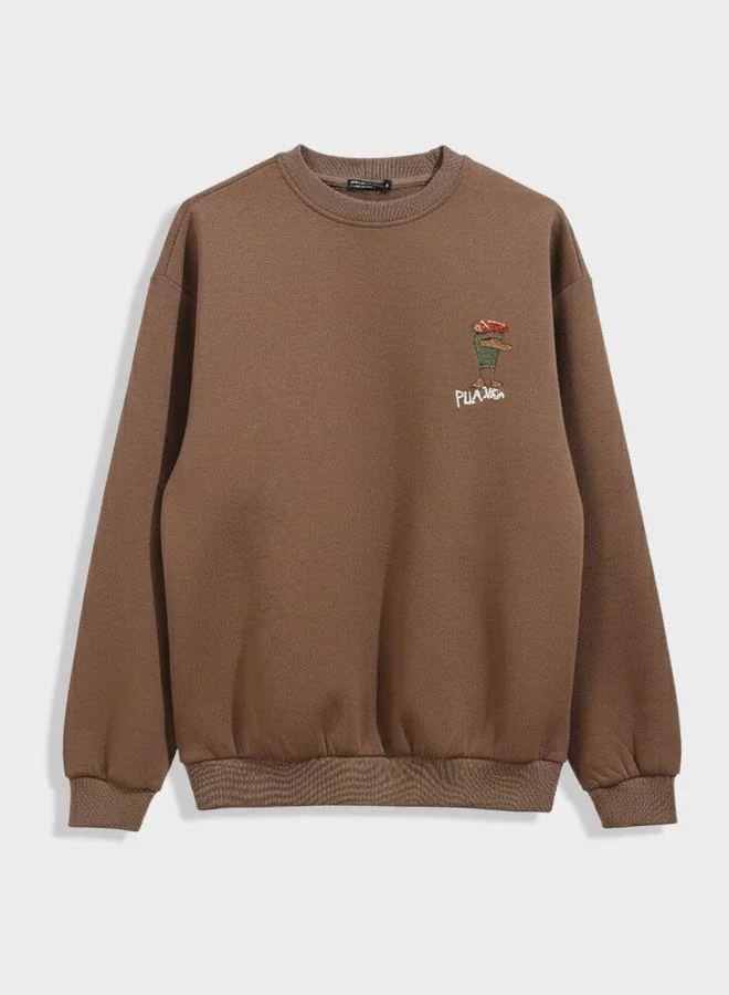 The Indian Garage Co Men Relaxed Fit Graphic Printed Crew Neck Full Sleeves Sweatshirt