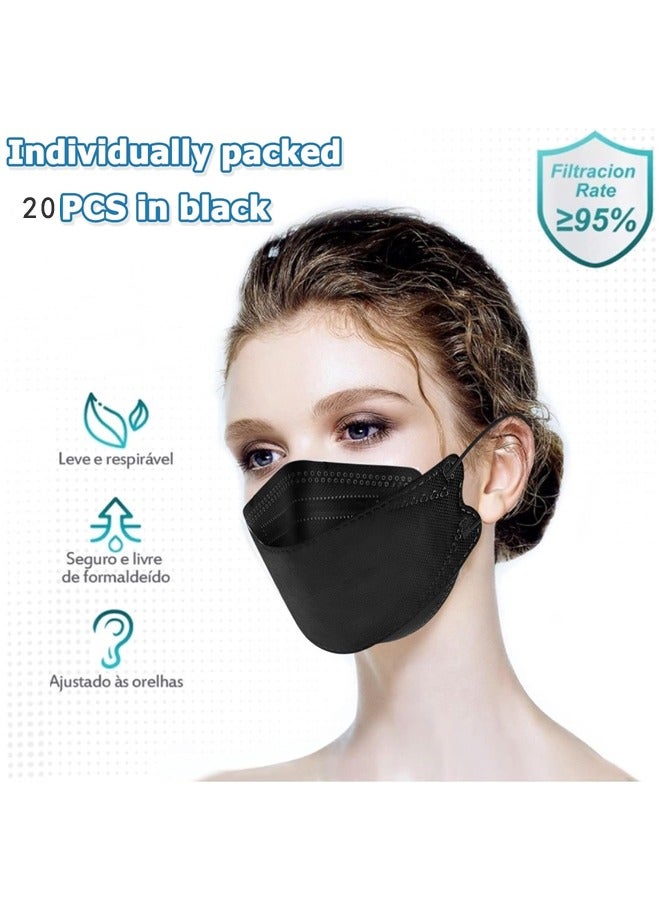 20pcs mask,Disposable Black Masks,Highly Elastic Ear Straps,Breathable Comfort,Suitable Men Women Daily use - Image 4