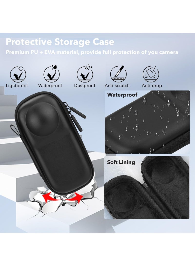 4 in 1 Accessories Bag for Insta360 X5/Insta360 X4, Portable PU Carrying Case for Intsa360 X5/X4, Tempered Glass Screen Protectors , Lens Cap Cover, Protective Storage Case for Insta 360 X5 Accessories  - Image 4