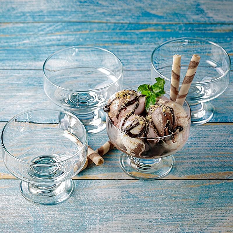 ezalla Flower Design Glass Dessert Bowls Ice Cream Cup Home Restaurants and Parties Set of QE ICE Bowl 6 - Image 4