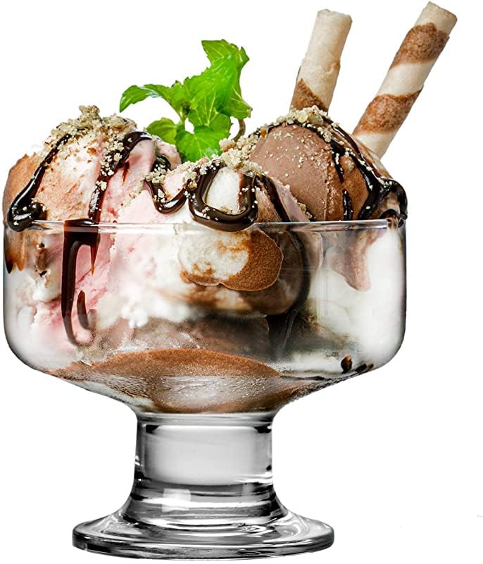 ezalla Flower Design Glass Dessert Bowls Ice Cream Cup Home Restaurants and Parties Set of QE ICE Bowl 6 - Image 5