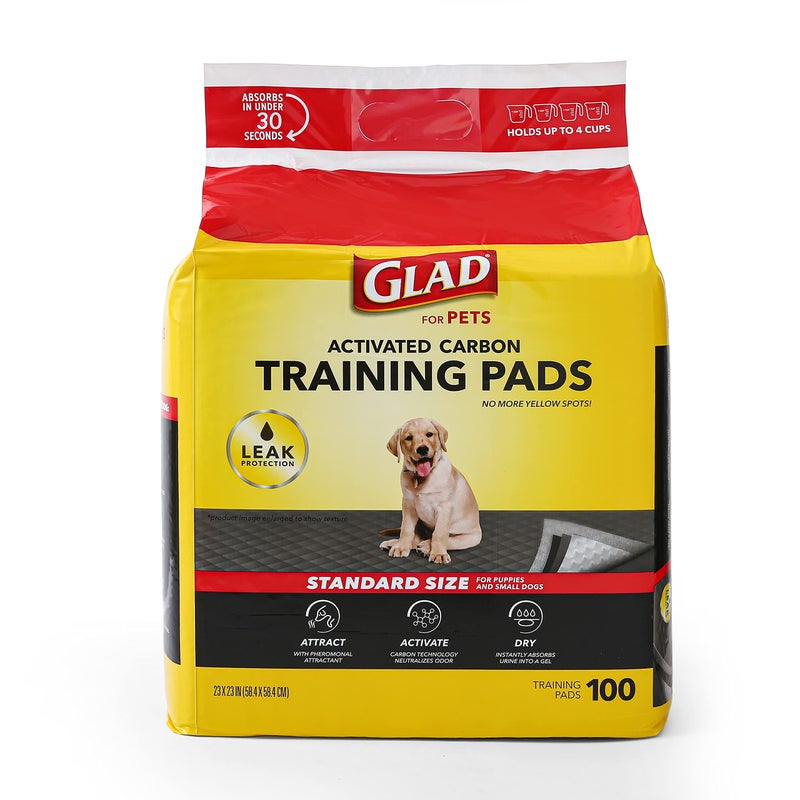 Glad for Pets Black Charcoal Puppy Pads, 23"x23" Disposable Training Pads That Absorb & Neutralize Urine with Activated Carbon - 100 Count - Image 1