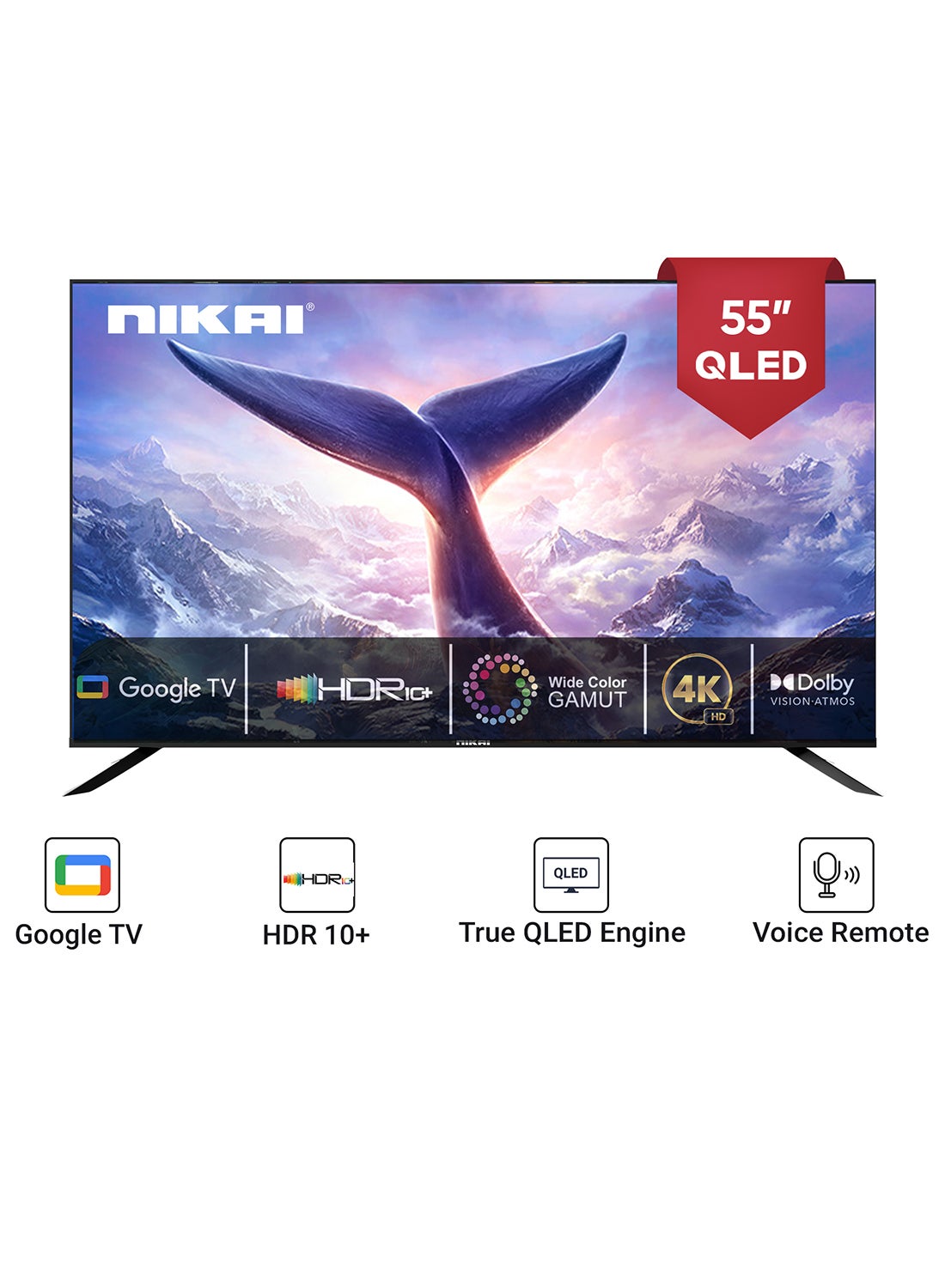 55 Inch 4K QLED Ultra HD Smart Google TV, Hands-Free Voice Control, Game Master, Dolby Vision + Atmos, 4K HDR10+, Effortless Connectivity With Android & Apple Devices NPROG55QLED Black