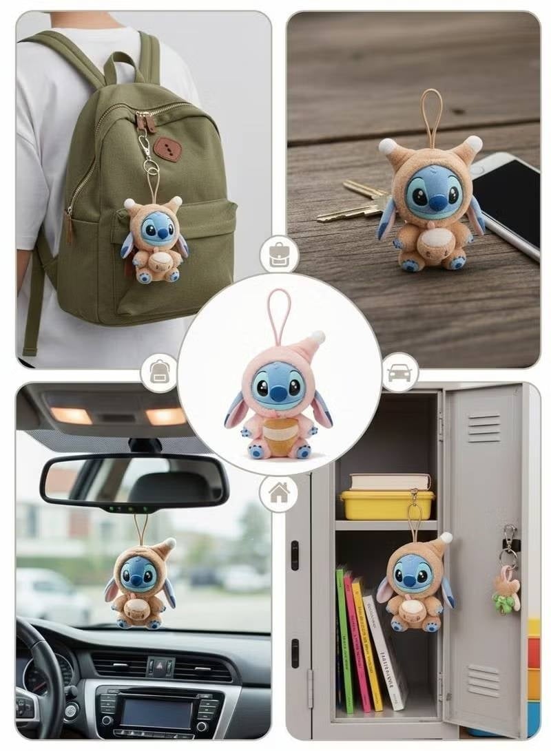 Disney Stitch Figure Keychain Plush Doll 18cm –Cute Vinyl Face Stuffed Animal with Pink Hood & Mango | Disney Lilo & Stitch Surprise Box Series Bag Charm | Soft Hanging Toy Gift for Girls & Kids Birthday Eid Ramadan - Image 3
