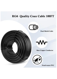 Duravel Doravel RG6U Coaxial Cable, Black PVC Jacket, Shielded TV Antenna Wire, 75 Ohms  - Image 3