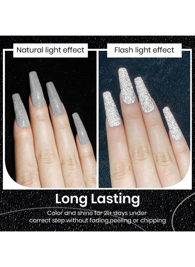 SUPWEE 10ml Reflective Glitter Gel Nail Polish Sparkling Diamond Nail Polish Gel Silver Nail Polish Soak Off UV Gel - Image 1