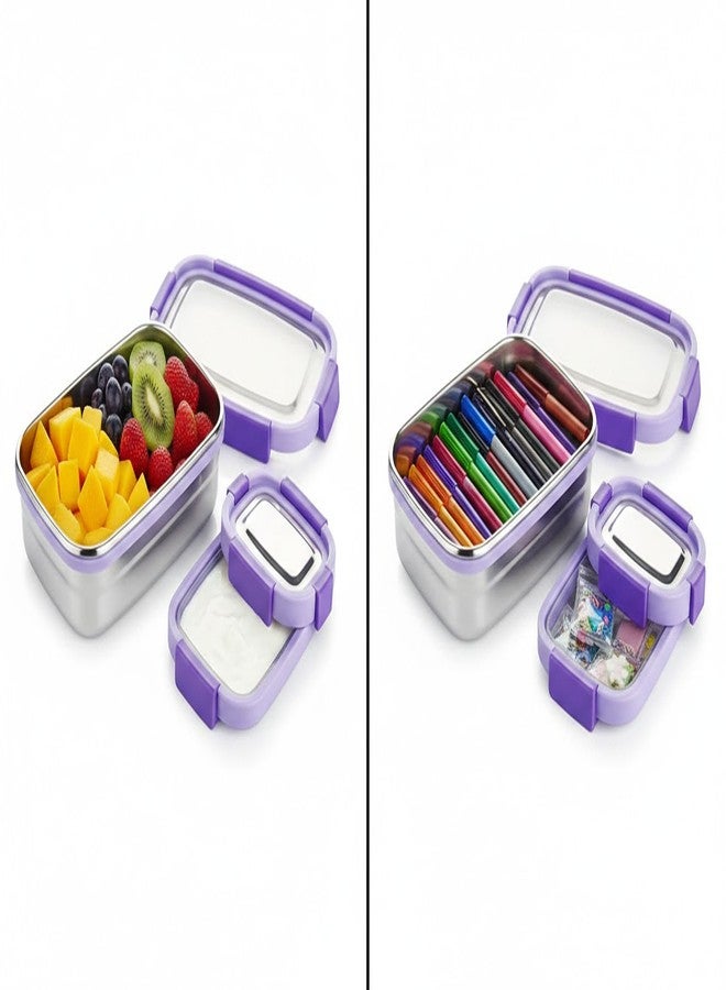 Gcrox Shine Stainless Steel Airtight Leak-Proof Lunch Box for Office, School, Picnic - 900ml - Color May Vary - Image 2