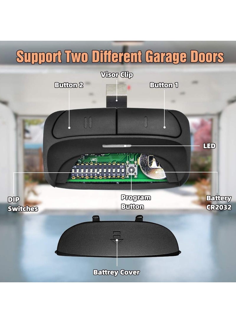 Universal Garage Door Remote Compatible for LiftMaster,Chamberlain,Linear,Stanley,Wayne Dalton,Craftsman and More Garage/Gate Door Opener has Learn Button or DIP Switch on Opener