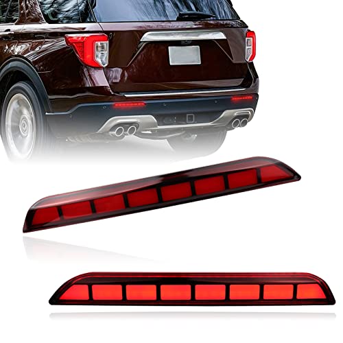 GEEGEETOP Red Lens LED Rear Reflector Bumper Fog Light Assembly Compatible With 2020-2023 Ford Explorer Functions as Tail/Brake Light 2-In-1 (RED STYLE) - Image 1
