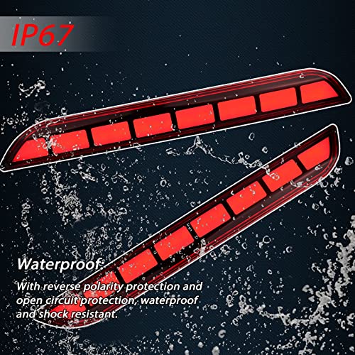 GEEGEETOP Red Lens LED Rear Reflector Bumper Fog Light Assembly Compatible With 2020-2023 Ford Explorer Functions as Tail/Brake Light 2-In-1 (RED STYLE) - Image 5