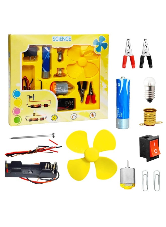 Educational Electric Circuit Toy Set for Kids – DIY Science Experiment Kit with Motor Fan & Light Bulb – STEM Physics Learning Kit for School Projects – Safe & Interactive Engineering Toy - Image 1