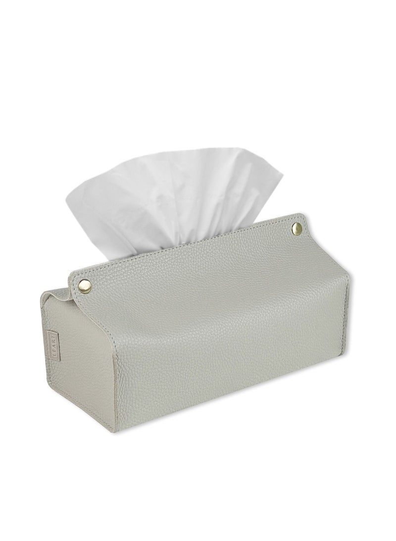 LeArt Leather Tissue Box Holder – Tissue Box Holder for Home Decorations for Living Room, Bedroom and Office | Tissue Box Cover | Car Tissue Holder | Tissue Box Cover for Car (Stone Grey)  - Image 1