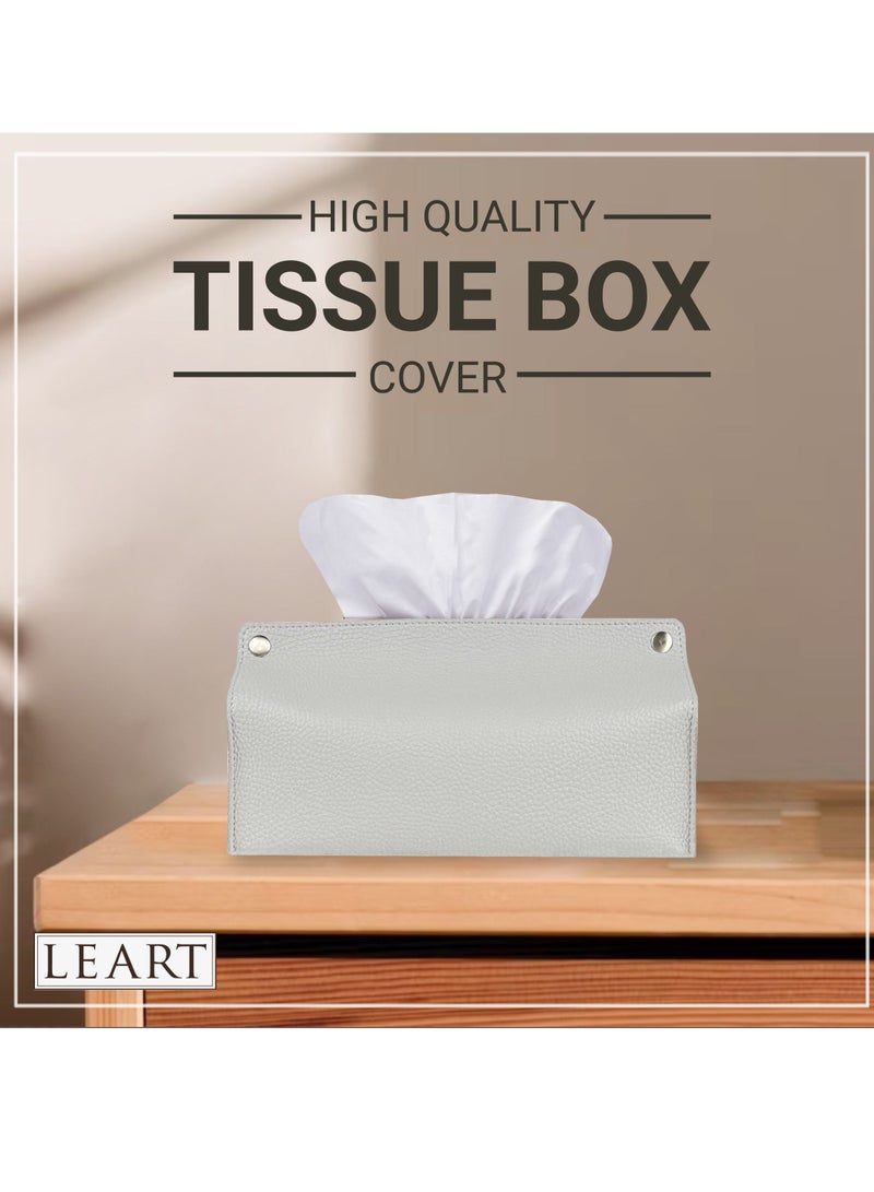 LeArt Leather Tissue Box Holder – Tissue Box Holder for Home Decorations for Living Room, Bedroom and Office | Tissue Box Cover | Car Tissue Holder | Tissue Box Cover for Car (Stone Grey)  - Image 5