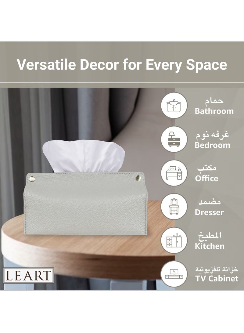 LeArt Leather Tissue Box Holder – Tissue Box Holder for Home Decorations for Living Room, Bedroom and Office | Tissue Box Cover | Car Tissue Holder | Tissue Box Cover for Car (Stone Grey)  - Image 3
