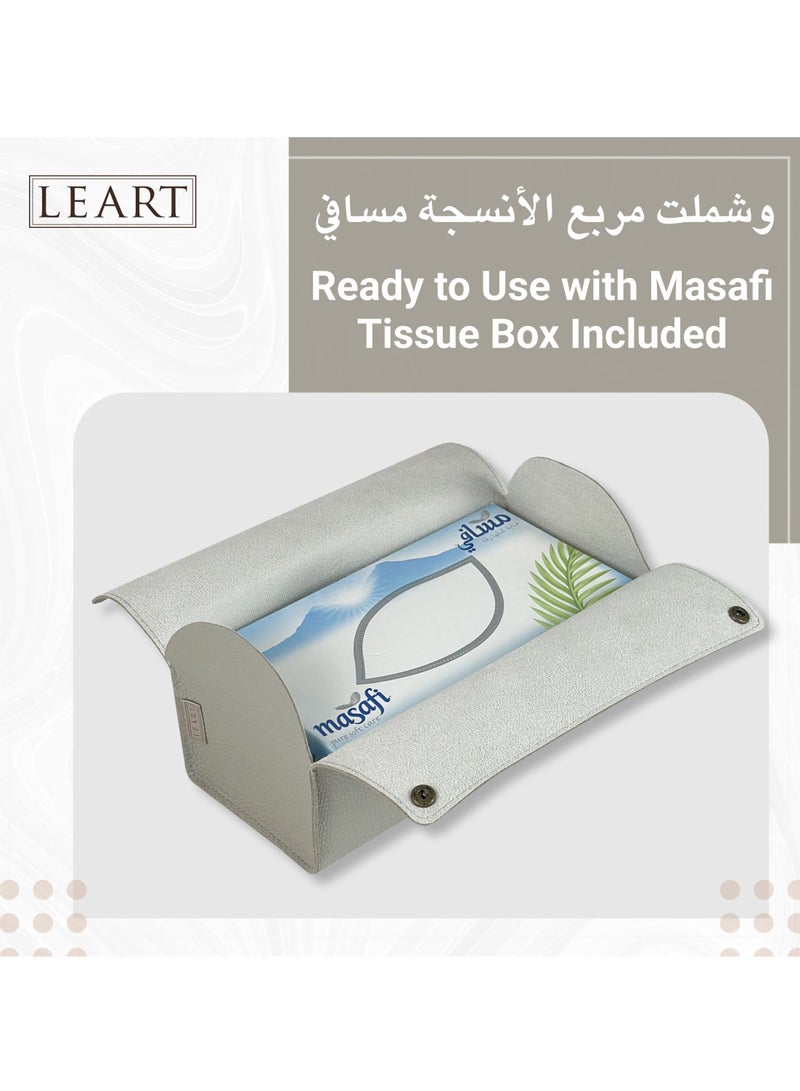 LeArt Leather Tissue Box Holder – Tissue Box Holder for Home Decorations for Living Room, Bedroom and Office | Tissue Box Cover | Car Tissue Holder | Tissue Box Cover for Car (Stone Grey)  - Image 4