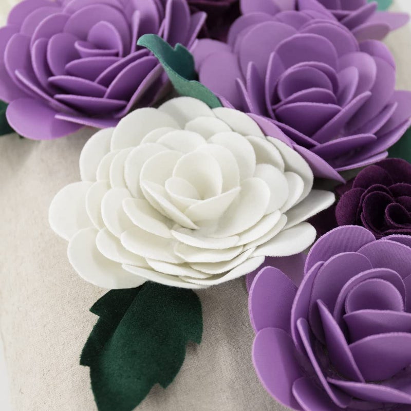 Kingrose 3D زهرة رمي وسادة تغطية وسادة الزخرفية علبة الوسادة يدويًا تغطية أريكة أريكة ديكور السرير 14 × 24 بوصة أرجواني - Image 4