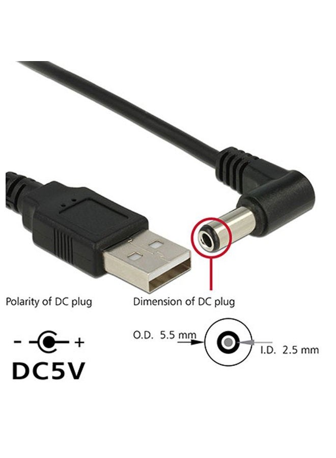CY Cable DC USB 2.0 A Type Male to Right Angled 5.5 x 2.5mm DC 5V Power Plug Barrel 90 Degree Charge Cable 100cm - Image 4
