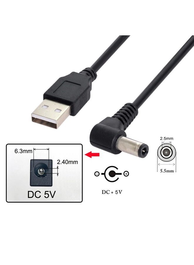 CY Cable DC USB 2.0 A Type Male to Right Angled 5.5 x 2.5mm DC 5V Power Plug Barrel 90 Degree Charge Cable 100cm - Image 3