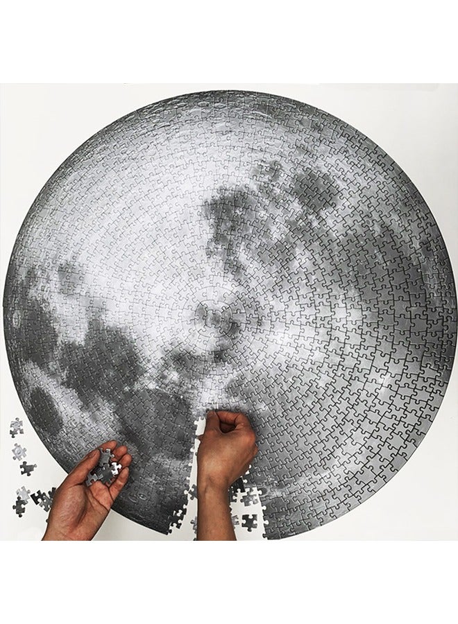 1000Pcs Space Moon Round Puzzle for Adult, Planet Solar System Jigsaw Puzzle, Galaxy Star Nebula Universe Circle Hard Puzzles, Resolution, Matte Finish, No Dust Space Puzzle - Image 4