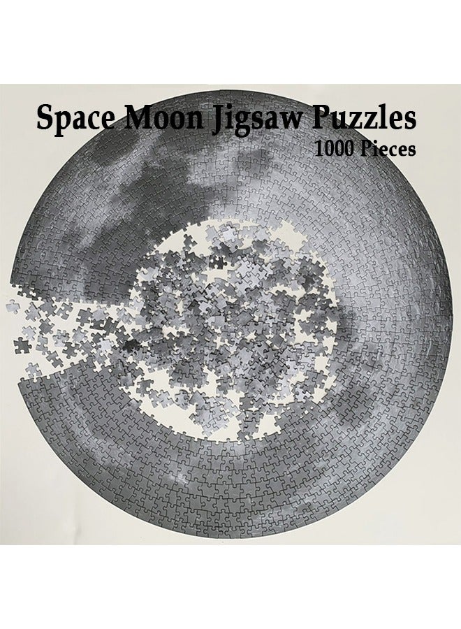 1000Pcs Space Moon Round Puzzle for Adult, Planet Solar System Jigsaw Puzzle, Galaxy Star Nebula Universe Circle Hard Puzzles, Resolution, Matte Finish, No Dust Space Puzzle - Image 2