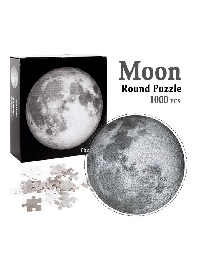 1000Pcs Space Moon Round Puzzle for Adult, Planet Solar System Jigsaw Puzzle, Galaxy Star Nebula Universe Circle Hard Puzzles, Resolution, Matte Finish, No Dust Space Puzzle - Image 1