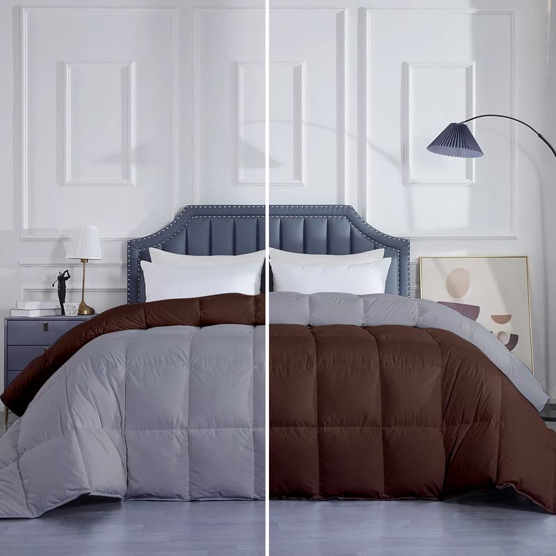 Razzai MammaYo Razzai Down Alternative Soft Quilted 300 GSM All Weather Comforter (60" x 90" Inches/152cm x 228cm) - Single Bed Comforters|Silver/Chocolate Brown| TC - 400 - Image 1