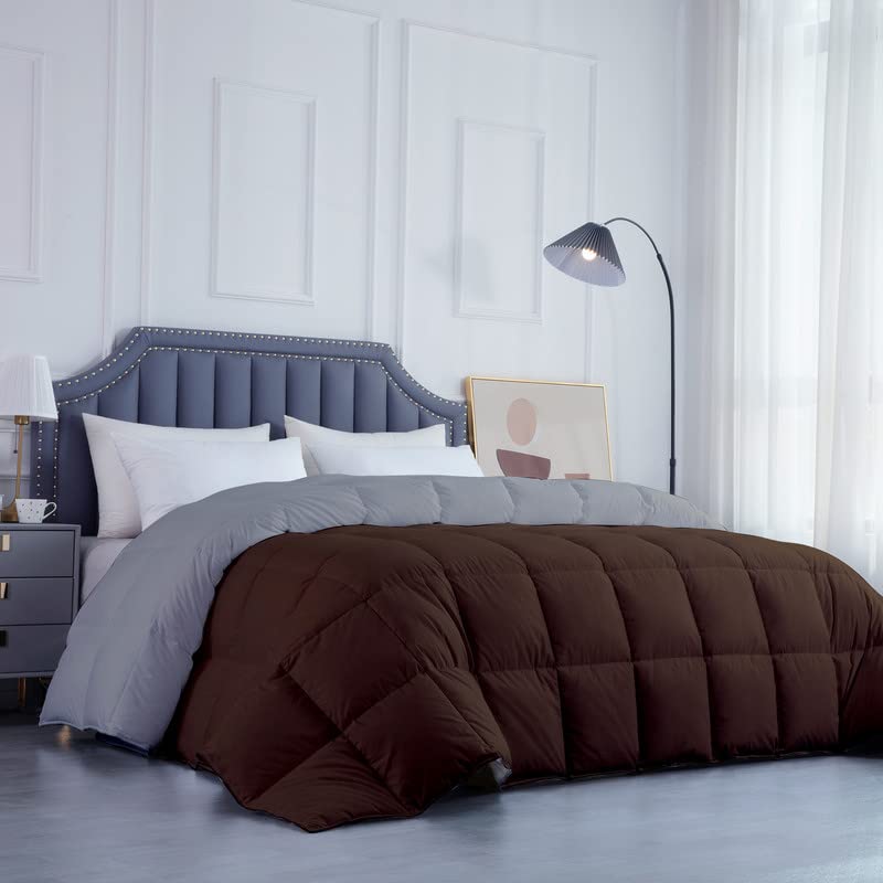 Razzai MammaYo Razzai Down Alternative Soft Quilted 300 GSM All Weather Comforter (60" x 90" Inches/152cm x 228cm) - Single Bed Comforters|Silver/Chocolate Brown| TC - 400 - Image 2