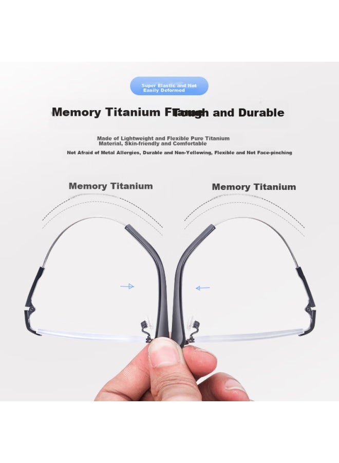 Borsiyzol Men's Imported High Definition Anti-blue Light Ultra-light Memory Titanium Reading Gl 8019 Black +1.50 Strength - Image 1