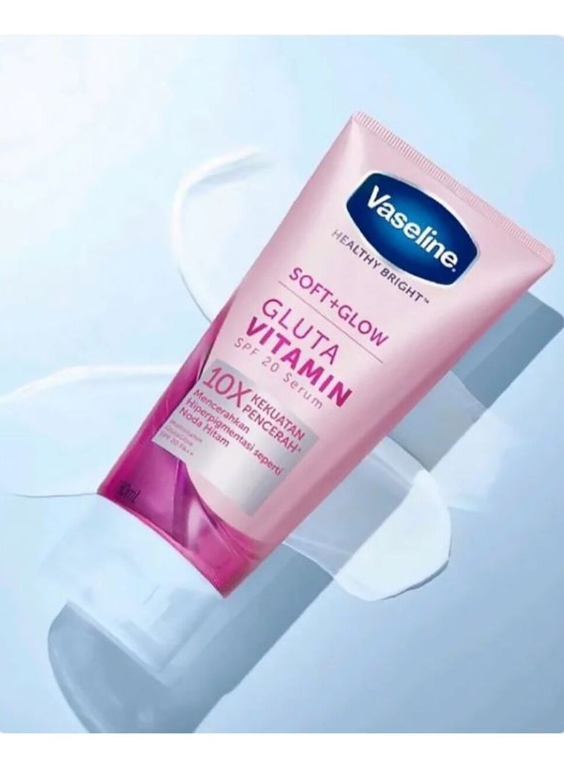 فازلين سيروم فازلين هيلثي برايت (ناعم ومتوهج) للجسم بفيتامين الجلوتا وعامل حماية من الشمس 20، 180 مل - Image 3