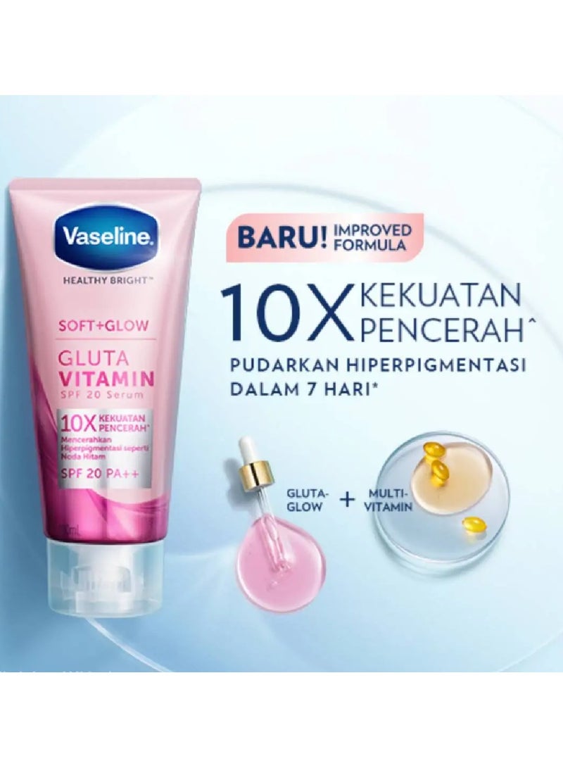 فازلين سيروم فازلين هيلثي برايت (ناعم ومتوهج) للجسم بفيتامين الجلوتا وعامل حماية من الشمس 20، 180 مل - Image 4