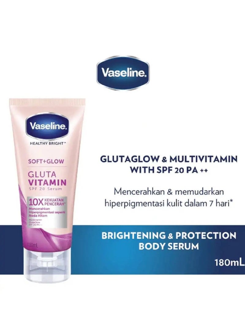 فازلين سيروم فازلين هيلثي برايت (ناعم ومتوهج) للجسم بفيتامين الجلوتا وعامل حماية من الشمس 20، 180 مل - Image 5