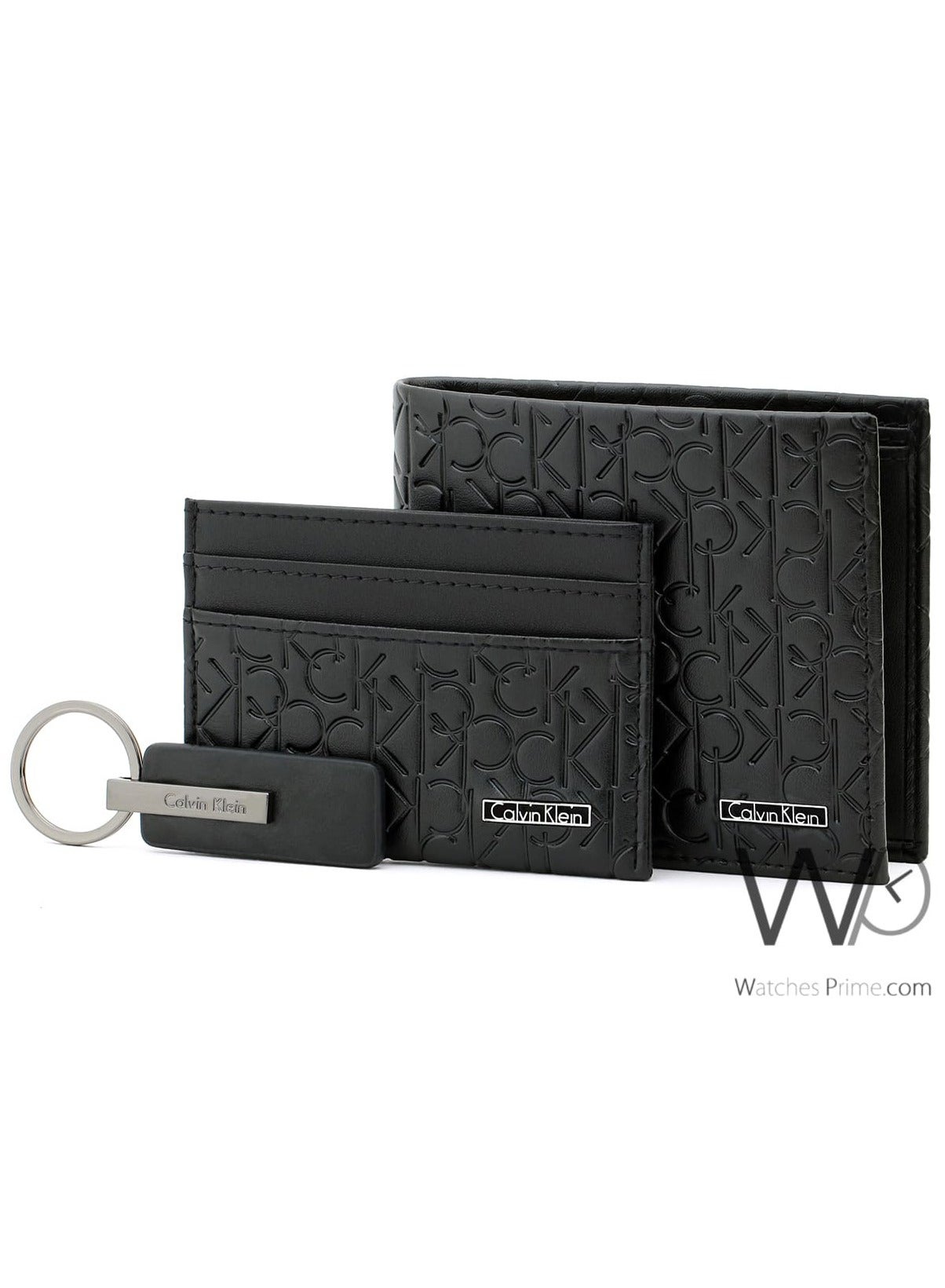 Calvin Klein Men's Leather Wallet Black Card Holder and Keychain Ck