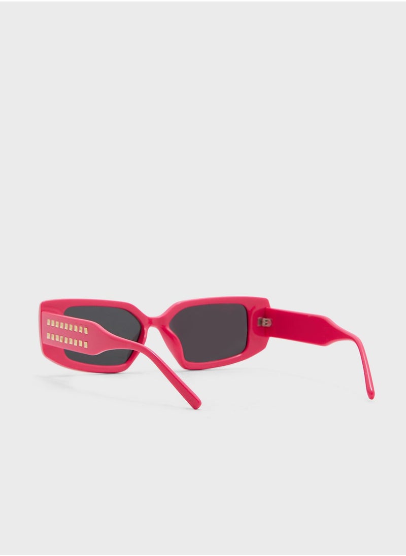 ELLA - Stud Arm Rectangular Len Sunglasses - Image 1