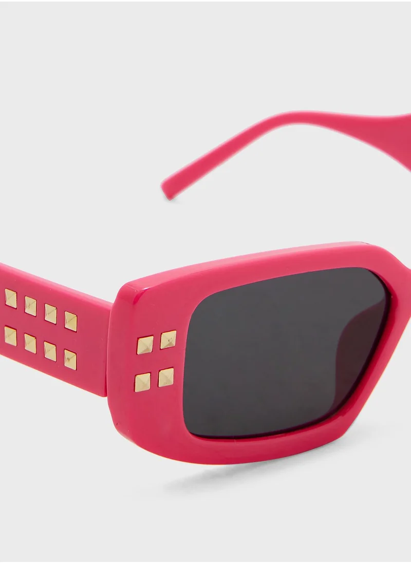 ELLA Stud Arm Rectangular Len Sunglasses