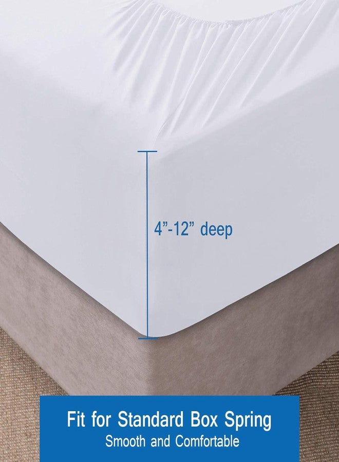 Comfort Beddings غطاء سرير أبيض مقاس كوين - مصنوع من مزيج قطن 100%، مزود بمطاط يلتف حول الجوانب الأربعة، يناسب أسرة مقاس كوين، ناعم، قابل للغسل - بديل لتنورة السرير، غطاء إطار سرير أبيض - Image 2