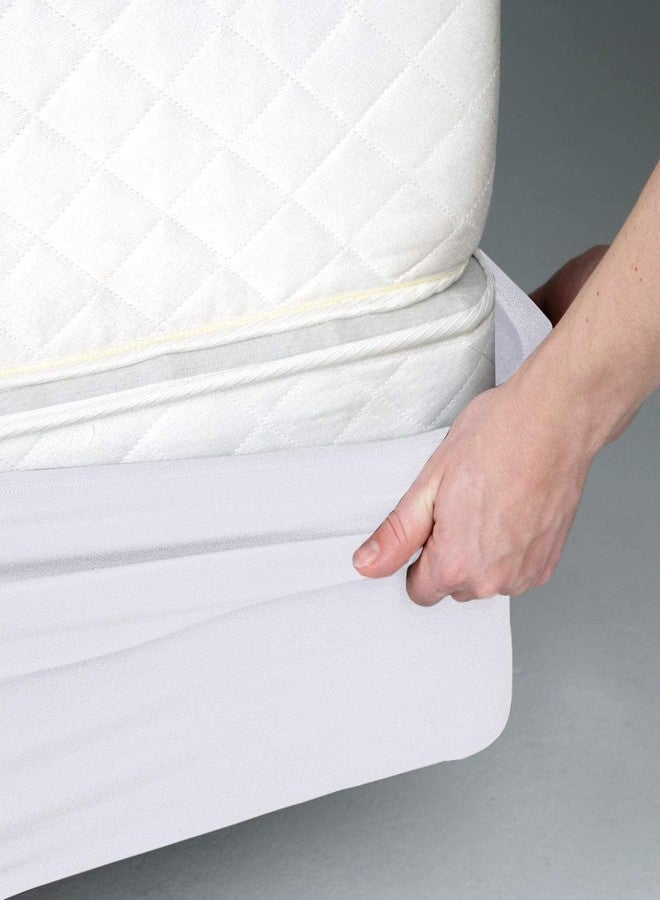 Comfort Beddings غطاء سرير أبيض مقاس كوين - مصنوع من مزيج قطن 100%، مزود بمطاط يلتف حول الجوانب الأربعة، يناسب أسرة مقاس كوين، ناعم، قابل للغسل - بديل لتنورة السرير، غطاء إطار سرير أبيض - Image 5