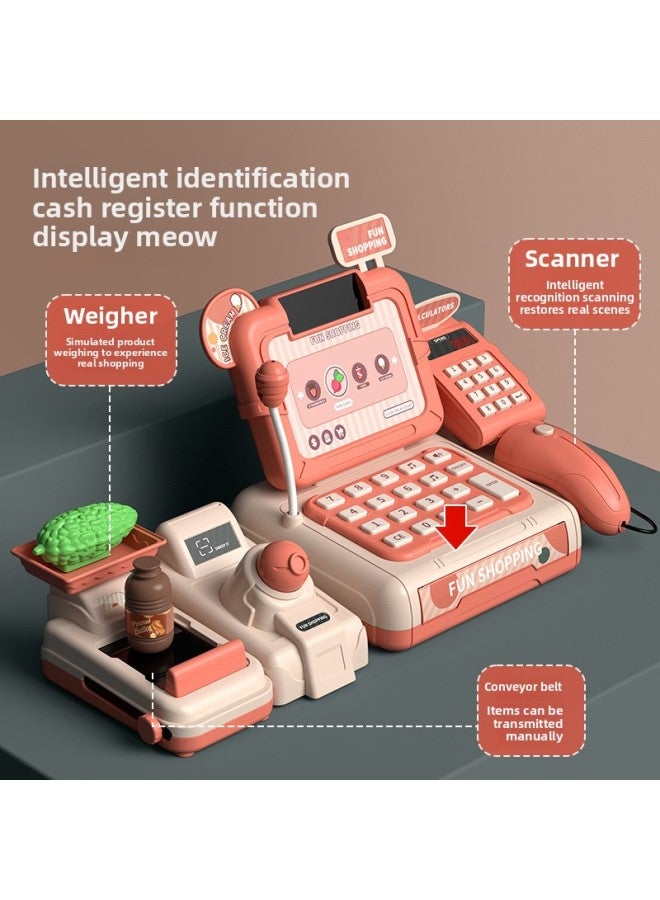 Children's Supermarket Play House Toys With Sound And Light Simulation Cash Register Play House Toys Boys And Girls Toys Wholesale-Color:Blue Cash Register 【basic】 Gift Box (charging Version) - Image 4