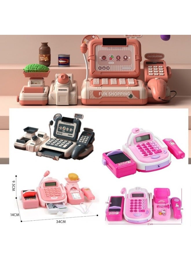 Children's Supermarket Play House Toys With Sound And Light Simulation Cash Register Play House Toys Boys And Girls Toys Wholesale-Color:Blue Cash Register 【basic】 Gift Box (charging Version) - Image 2