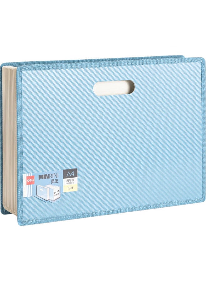 Deli 13-Compartment A4 Vertical Large-Capacity Accordion File Folder, Multi-Layer Exam Paper Storage Bag, Document Organizer, Bill Holder, Blue Pm703-13 - Image 3