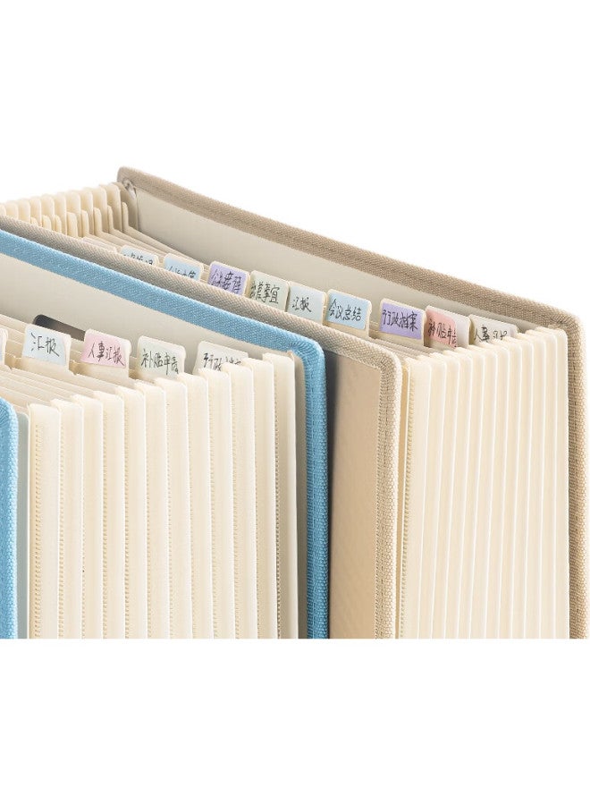 Deli 13-Compartment A4 Vertical Large-Capacity Accordion File Folder, Multi-Layer Exam Paper Storage Bag, Document Organizer, Bill Holder, Blue Pm703-13 - Image 2