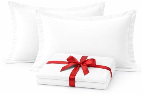 Cotton Delight Pillow Shams Set of 2 – Standard Size 20x26, 600 Thread Count 100% Natural Cotton, Envelope Closure, Decorative Pillow Covers with 2 Inch Flange, Soft & Smooth, White - Image 1