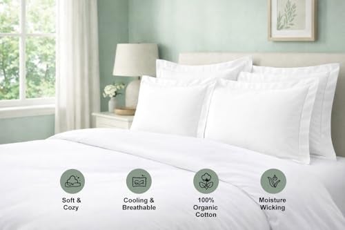 Cotton Delight Pillow Shams Set of 2 – Standard Size 20x26, 600 Thread Count 100% Natural Cotton, Envelope Closure, Decorative Pillow Covers with 2 Inch Flange, Soft & Smooth, White - Image 2