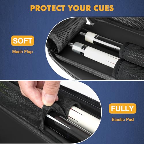 PEKREWS Pool Cue Case, Pool Stick Case 2x2 Holds 2 Sticks with 2 Accessory Zipper Pockets, Sturdy Polyester Pool Cue Carry Bag with Shoulder Strap Handle, Soft Billiard Cue Sling Bag for Men and Women - Image 2