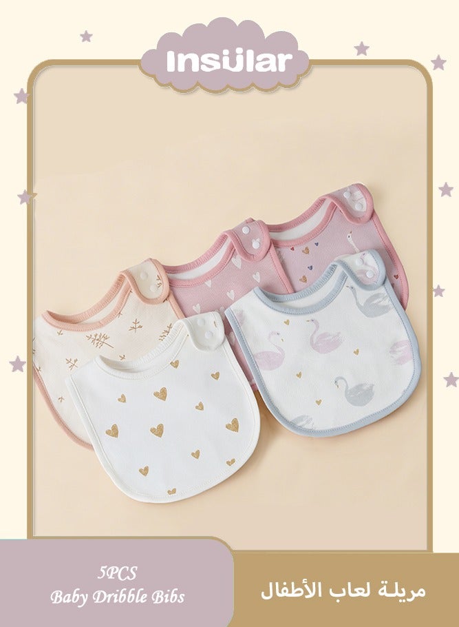 insular 5 PCS Baby Bibs,  Cotton Bandana Drool Bibs Unisex for Boys and Girls Teething and Drooling Use (Multicolour) - Image 1