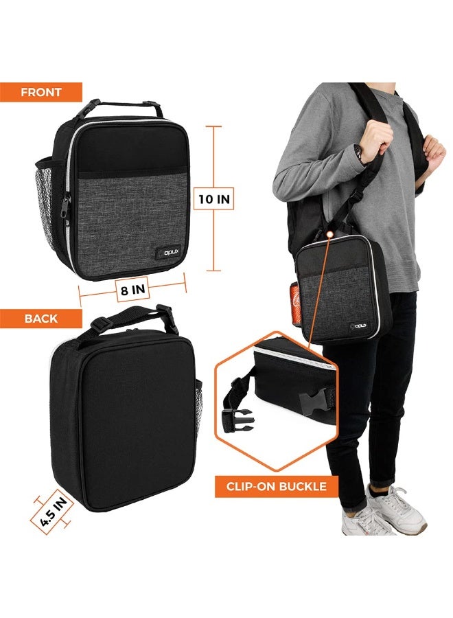opux Premium Insulated Lunch Box, Soft School Lunch Bag for Kids Boys Girls, Leakproof Small Lunch Pail Men Women Work, Reusable Compact Cooler Tote Lunchbox for Office Adult, Heather Charcoal - Image 3