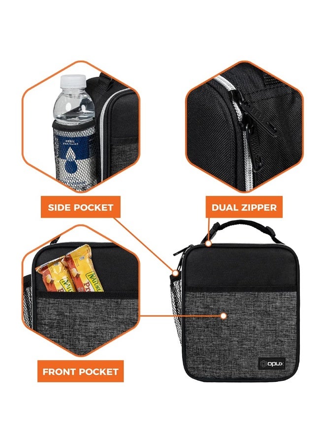 opux Premium Insulated Lunch Box, Soft School Lunch Bag for Kids Boys Girls, Leakproof Small Lunch Pail Men Women Work, Reusable Compact Cooler Tote Lunchbox for Office Adult, Heather Charcoal - Image 4