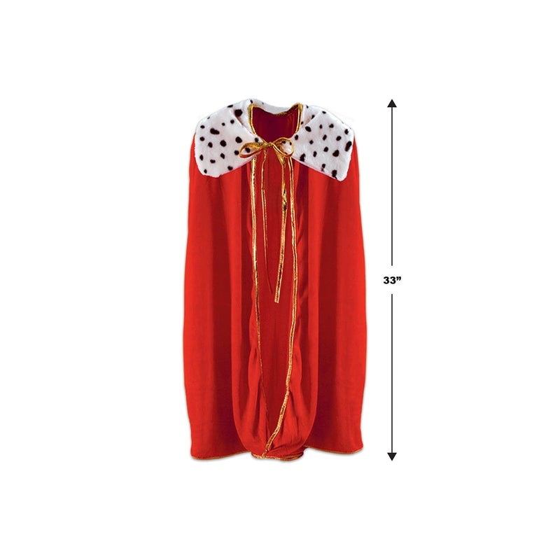 Beistle Child Size Red King Queen Robe, Fantasy Prince Princess Medieval Halloween Costume Cape Mardi Gras Accessory, 33" - Image 4