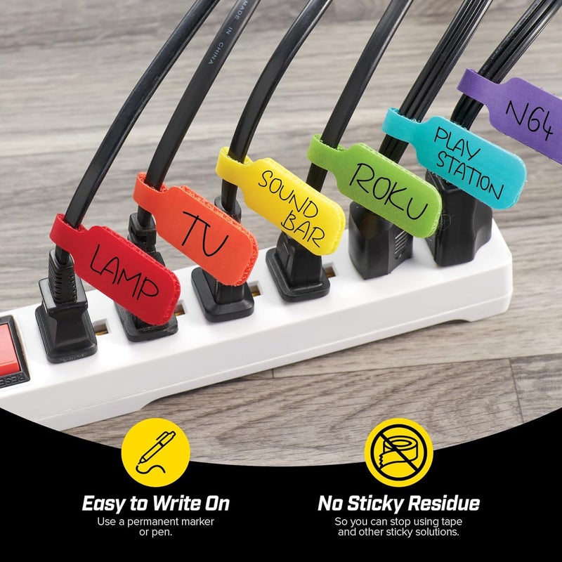Wrap-It Storage - Cable Labels, Medium, Multi-Color (30-Pack) Write On Cord Tags for Wire Management and Identification - Image 2