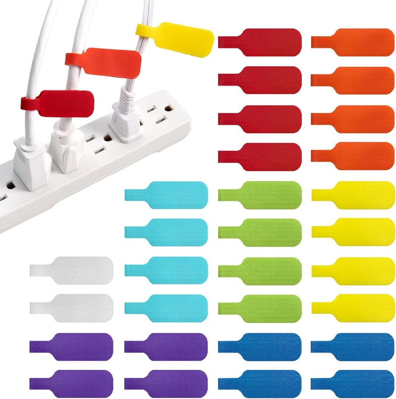 Wrap-It Storage - Cable Labels, Medium, Multi-Color (30-Pack) Write On Cord Tags for Wire Management and Identification - Image 1