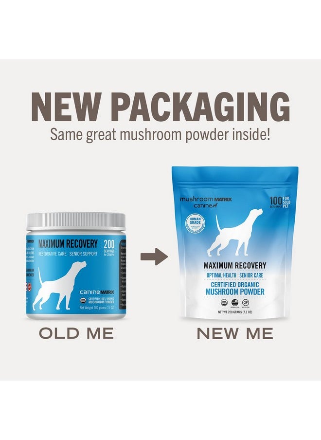 mushroom Matrix - Rix Pet  Canine | Maximum Recovery | Usa Grown HumanGrade Organic Mushroom Powder Pet Supplement | Optimal Health & Senior Care For Dogs & Cats | 200 Grams, 7.1 Oz - Image 1